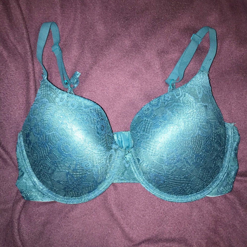 Dark Teal Lace Push Up Bra NWOT! 34 DD